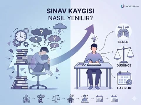 YKS öğrencisi masada kitap çalışırken kaygıyla başa çıkma teknikleri