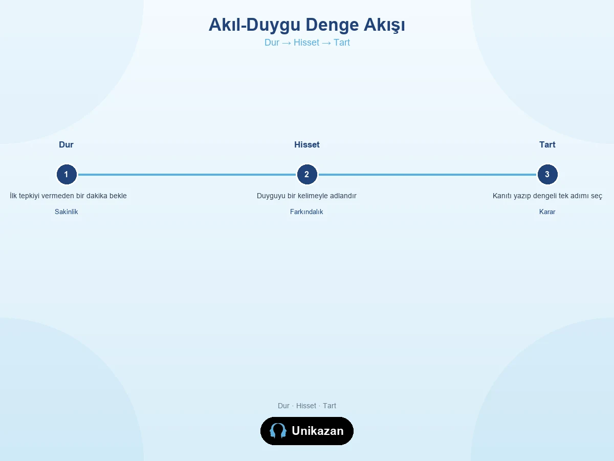 Akıl-duygu dengesi nedir — Dur Hisset Tart akış görseli
