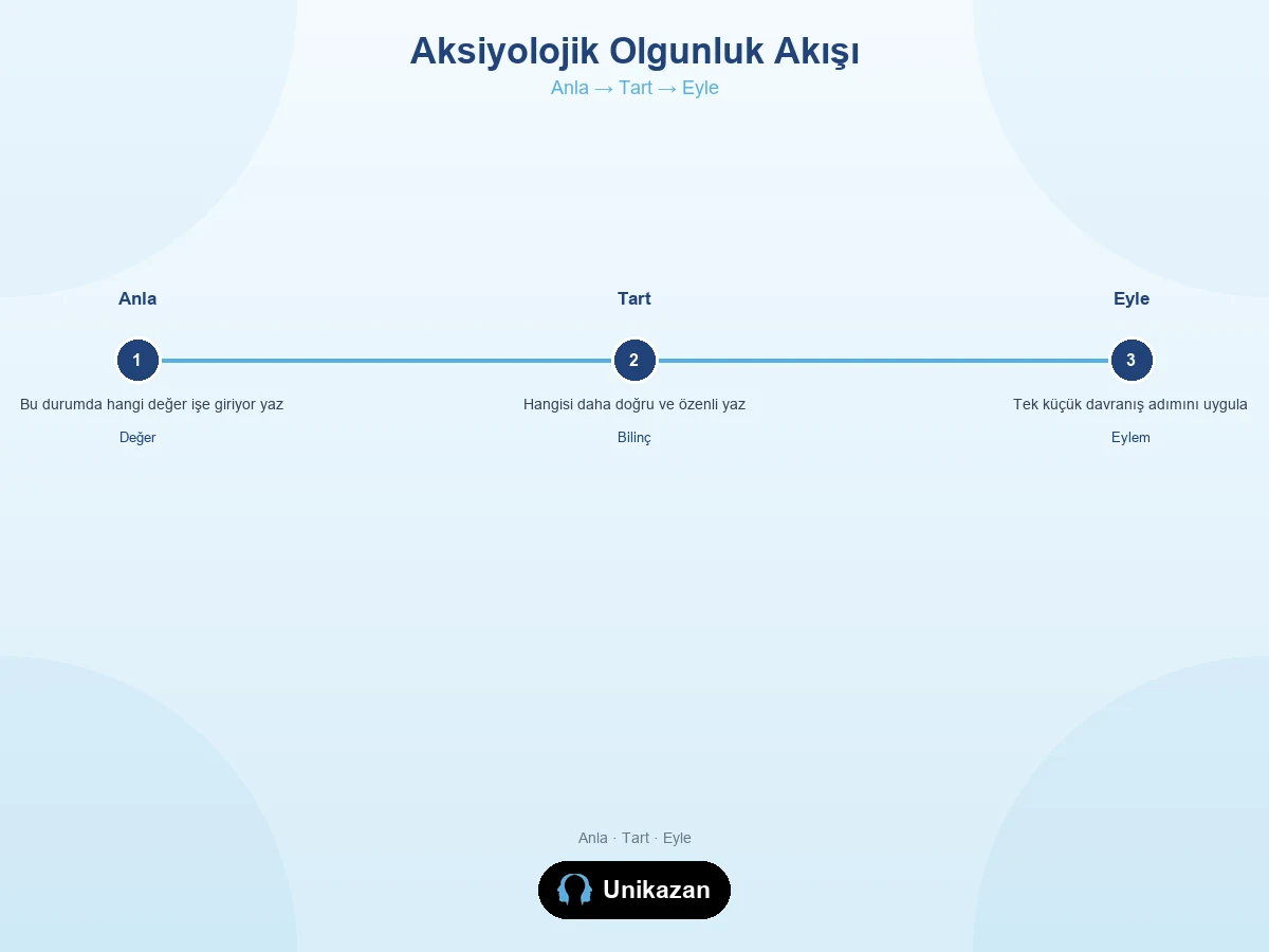Aksiyolojik olgunluk nedir — Anla Tart Eyle akış görseli
