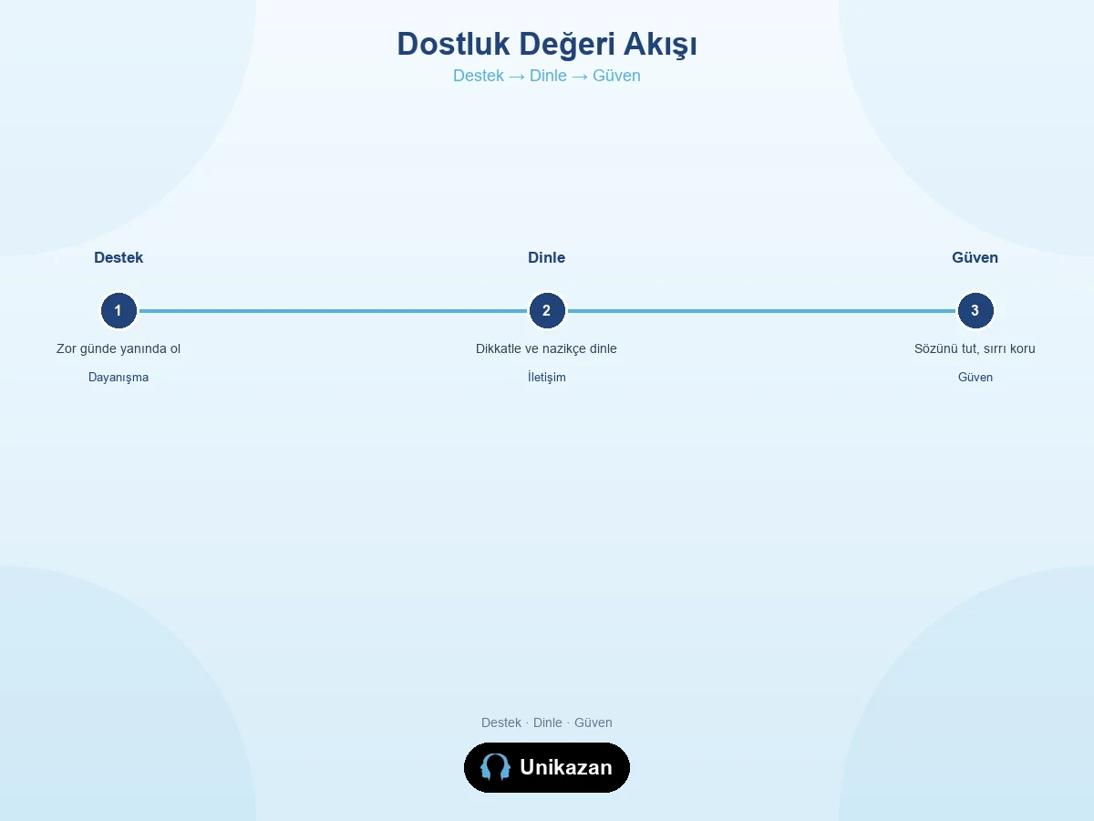 Dostluk değeri nedir destek dinle güven akışı — okul ev arkadaşlık