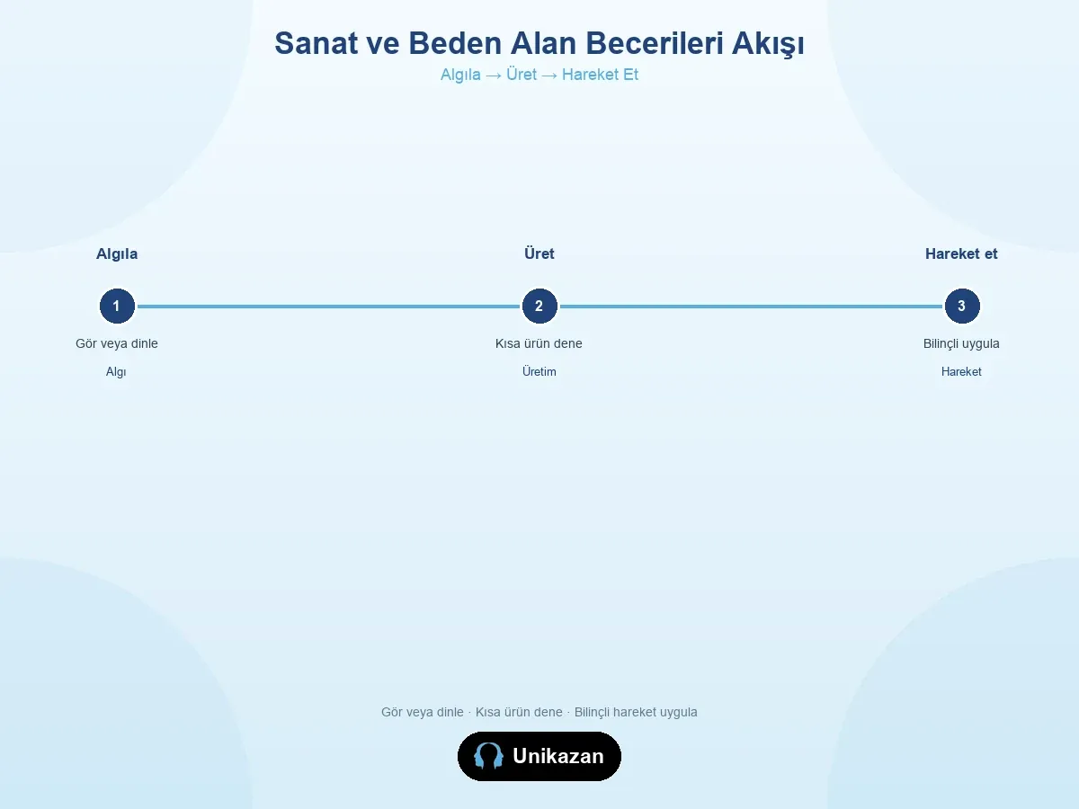 SAB ve BEOSAB için Algıla Üret Hareket Et akışı — Maarif sanat ve beden alan becerileri