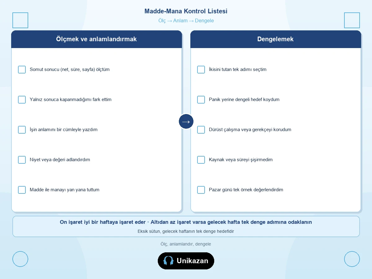 Madde-mana dengesi nedir — Ölç Anlam Dengele kontrol listesi