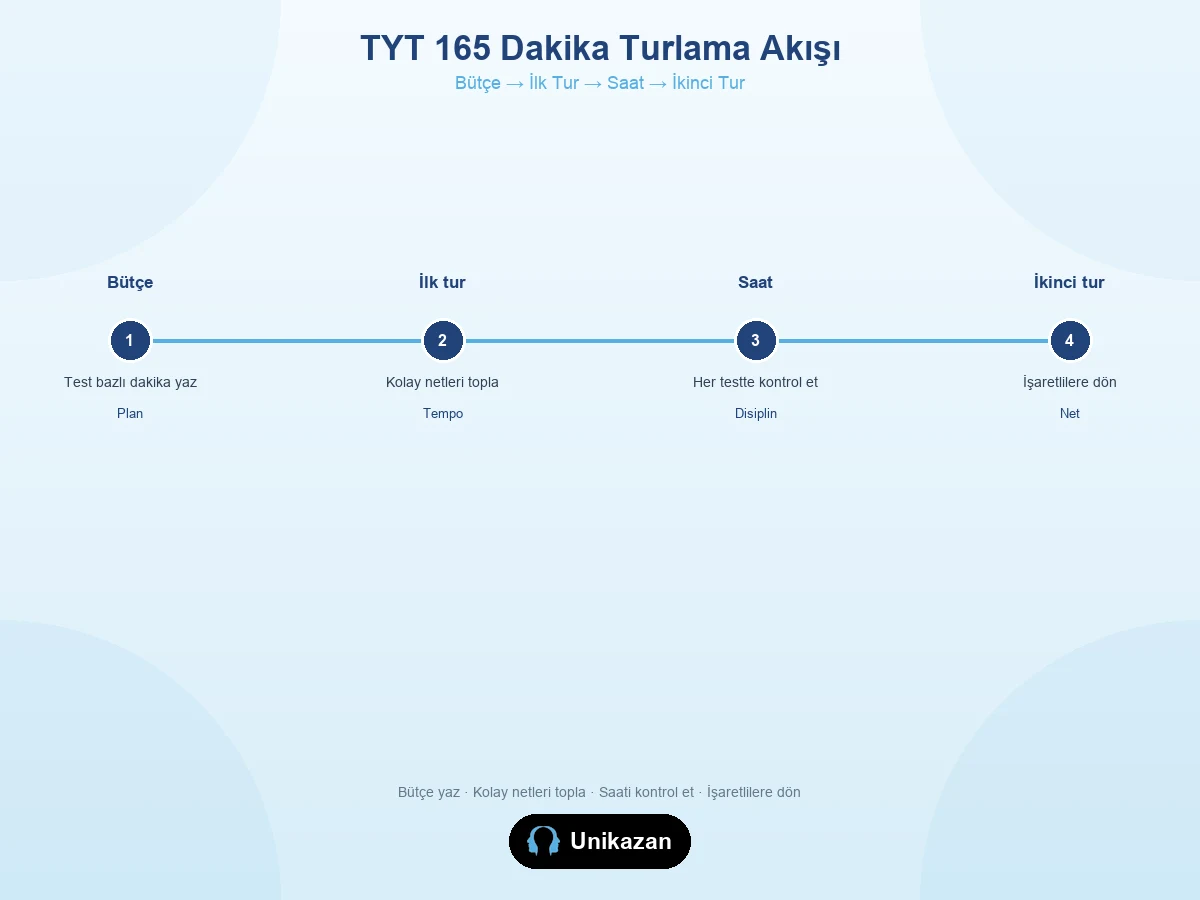 TYT 165 dakika akışı: bütçe yaz, ilk tur, saat kontrol, ikinci tur
