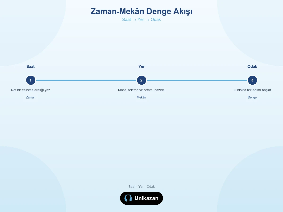 Zaman-mekân dengesi nedir — Saat Yer Odak akış görseli