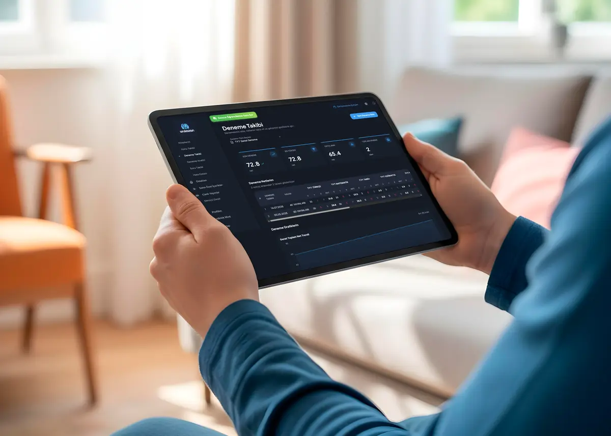 Tablette Ünikazan panelinin deneme takibi ekranı